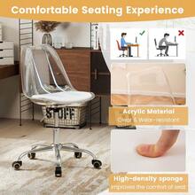 Clear Desk Chair With Swivel Seat & Soft PU Leather Cushion Universal Wheels - default - View 7