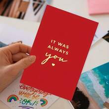 1PC Red Cartoon Themed Greeting Card With Envelope It Was Always You Golden Lettering Ideal For Valentines Day Birthdays Anniversaries Perfect For Wife Husband Girlfriend Boyfriend Includes Matching Envelope Elegant Gift Packaging Wedding Party Birthday Party Christmas Card Birthday Card Invitation Card Gift Card Greeting Card Thank You Card Wedding Card For Friends Family With Envelope - 1 cái - Xem 5