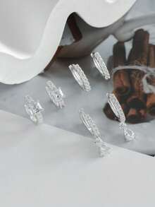 Hihho 3pairs/set Glamorous Cubic Zirconia Decor Earrings For Women For Party