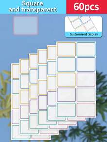 Customized 30/60/120/240/360/480pcs Transparent Waterproof Name Labels - White/Clear/Holographic/Rainbow Customized Stickers, Various Sizes Of Labels, Customizable Text,Office Decor