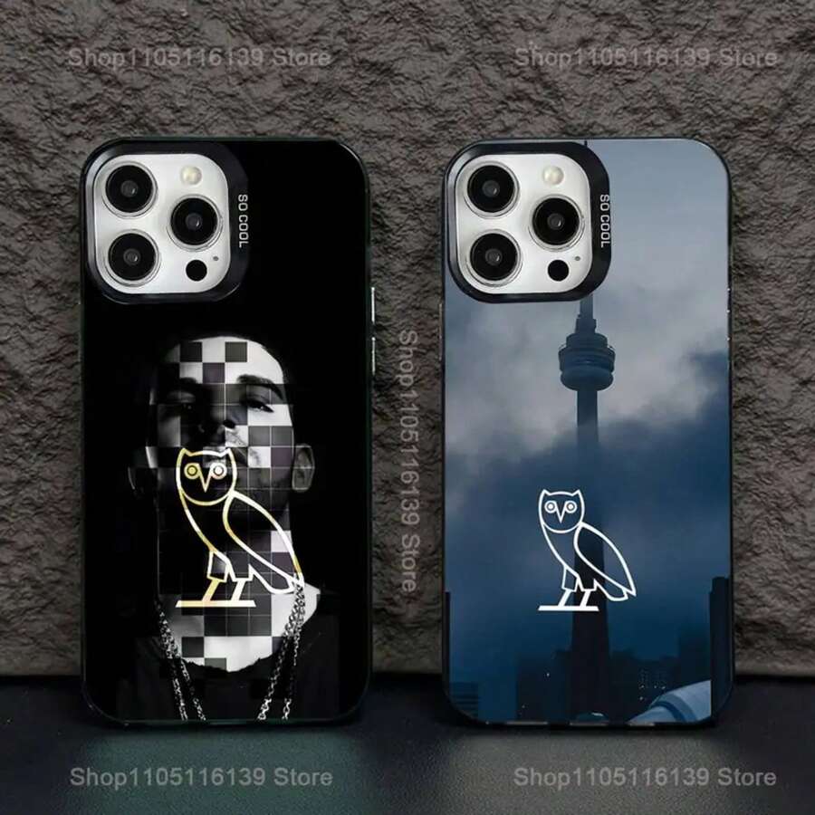 Funda de teléfono D-Drake O-OvO OWL para 17,16,15,14,13,12,11,Pro,Max,Plus, cubierta mate negra a prueba de golpes - z8 - Ver 1