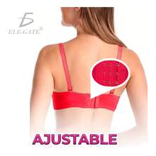 Brasier Sujetador Ropa Interior Ribete Encaje Copa Ajustable - Beis - Ver 4