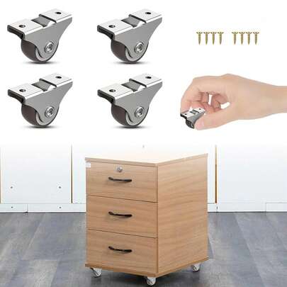 1-Inch TPR Mini Directional Silent Caster Wheels - Silent, Directional Furniture And Drawer Slide Wheels With Bearings, Suitable For Drawers, Furniture, Small Appliances, Cabinets, Sliding Doors And Industrial Handling (4pcs Or 8pcs)