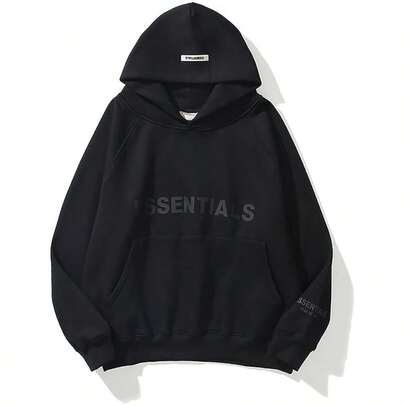  ESSENTIALS Pullover Hoodie Cotton Blend Adult Men Oversized Pocket Sweatshirt Women&#39;S Outdoor Indoor Printed Hoodie