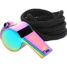 1个专业不锈钢哨子，带挂绳，超响亮运动哨，适用于教练、裁判、救生员、官员和团队，户外使用 - 彩色 - 查看 13