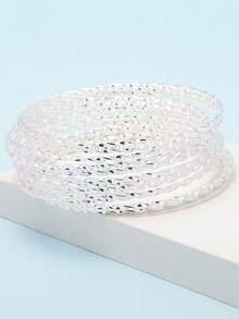 15pcs Minimalist Unique Threaded Stacking Bangle Bracelets - one-size - View 4