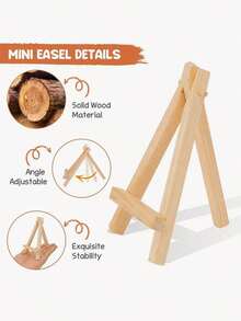 5件套迷你木制艺术画架 - 稳固底座A型桌面展示架，适用于儿童绘画、艺术家、摄影师、办公室、家居装饰 - 展览、派对、教室的理想之选 - 优雅的木制展示架，简约设计，光滑表面，轻巧的桌面展示架，艺术品展示架，耐用木纤维板，小型装饰品 - 彩色 - 查看 6