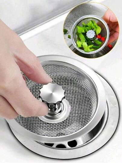 1/2/5pcs Stainless Steel Sink Strainer With Stopper - Upgraded Kitchen Water Filter, Easy Installation, Effectively Filters Food Residue And Impurities, Durable, Suitable For Modern Kitchen, Kitchen Sink Accessories