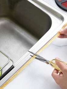 1 Roll 6m/236.22in 3D Waterproof, Oil-Proof, Mildew-Proof Crystal Glitter Gold & Silver High-Quality Caulk Tape, Suitable For Kitchen Countertops, Sinks, Wall Decor, Regular Floor Sealing Stickers, PVC Tile Crevice Sealant Tape, Applicable For Bathroom, Sinks, Joints, Etc. - Multicolor - View 3