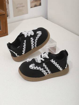 1 Pair Soft Sole Low-Top Casual Shoes, Breathable Infant/Toddler Shoes, Lace-Up Baby Walking Shoes, Spring/Autumn