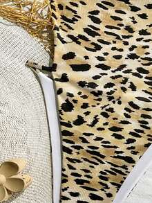 Women's Leopard Print One-Piece Swimsuit, Sexy Beach Style, Revealing Design, Suitable For Summer & Autumn - Multicolor - View 7