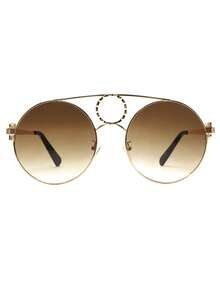 1 Cặp kính thời trang gọng tròn siêu lớn, kiểu dáng Steampunk với hai tròng kính, phù hợp để đeo hàng ngày, chụp ảnh đường phố, du lịch nghỉ dưỡng, phối đồ mùa thu/đông. - Màu xám chuyển màu - Xem 4