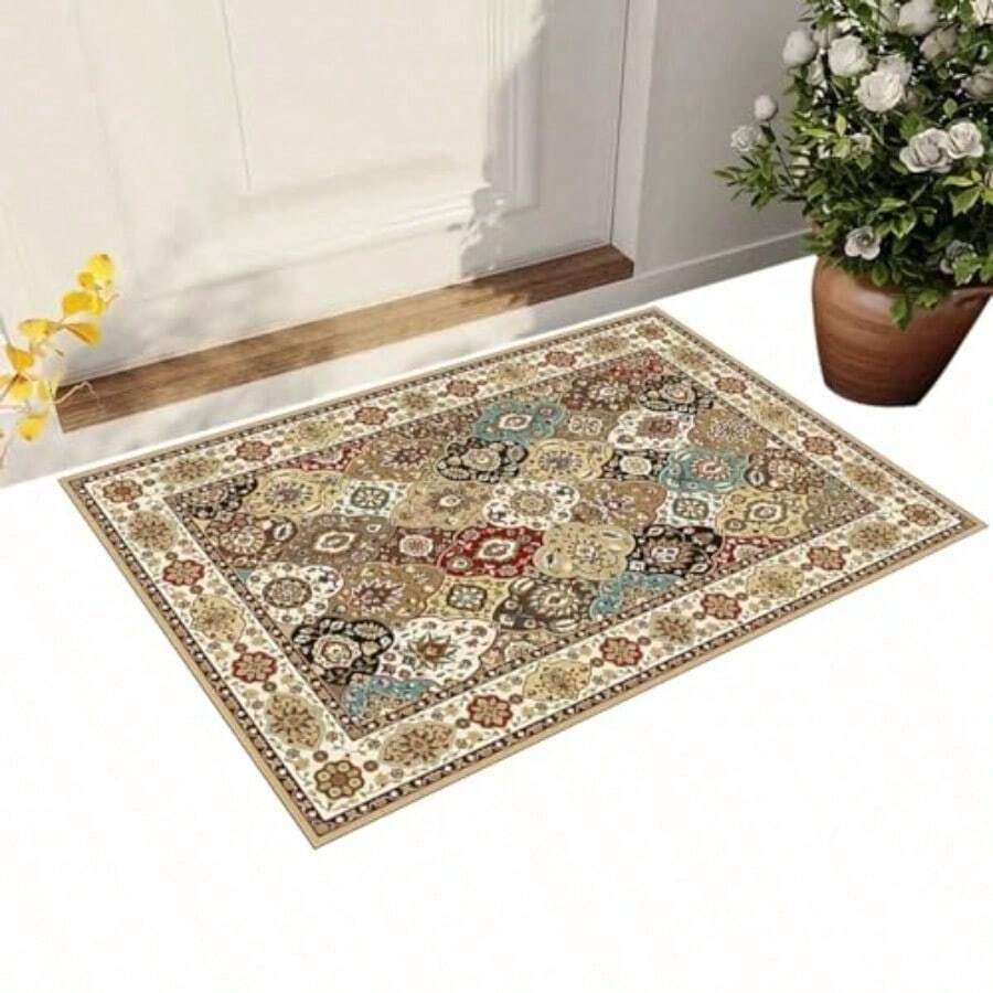 Alfombra de Puerta Persas Tapete para Entrada Bohemio Felpudo de Bienvenida Antideslizante para Interior Exterior Alfombra Decorativa para Entrada Alfombrilla Puerta Delantera Lavable 80*50cm - como en la foto - Ver 1