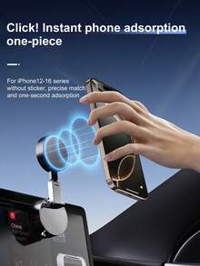 Upgraded Vacuum Magnetic Car Phone Holder With 360° Rotation & Foldable Design Strong Magnetic Absorption For IPhone Samsng Desktop Stand - màu đen - Xem 6