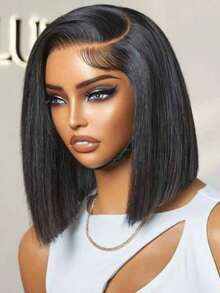 NARNI Bob Wig Human Hair Human Hair Lace Front Glueless Wigs Pre Plucked 13x4 Lace Front Wigs 12inch Straight Bob Frontal Wigs Bob Wigs Natural Black Color For Women Short Bob Wigs Pre Plucked With Baby Hair Glueless Wigs - Natural Black - Xem 1