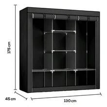 LÈRFM [MXBTG-]Guardarropa de Acero Inoxidable Plegable, Almacenamiento de Ropa, Acabado de Dormitorio - Negro - Ver 5