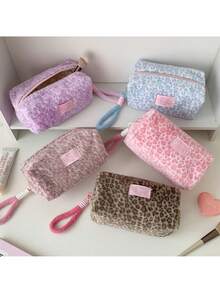 1 chiếc túi đựng mỹ phẩm bằng vải nhung in họa tiết da báo, túi đựng văn phòng phẩm cho học sinh, túi đựng đồ dùng cá nhân và chăm sóc da di động khi đi du lịch, túi đựng đồ dùng để bàn, hộp đựng bút chì. - hộp đựng bút chì - Xem 4