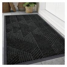Front Door Mat Outside Entrance, Heavy Duty Sturdy Natural Rubber Doormat, Trap Dirt And Moisture, EasyLow Profile Mats For Indoor Outdoor Entry, Irregular Triangle 47x17, Black - Multicolor 1705 - View 1