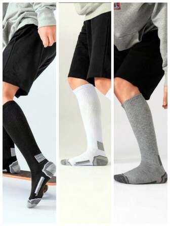 男士专业运动袜（1双/3双装），压缩小腿袜，加厚跑步袜，加大吸汗面积，足球袜，速干徒步袜，篮球袜，女士彩色棒球袜，亮色徒步袜，长筒骑行袜，踝部支撑排球袜，适合四季户外穿着，情侣礼物，父亲节母亲节礼物，圣诞节万圣节礼物