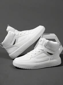 高帮2025新款男士运动鞋男时尚帅气休闲鞋系带男鞋滑板鞋男士运动鞋个性街头男鞋 - 白色 - 查看 3