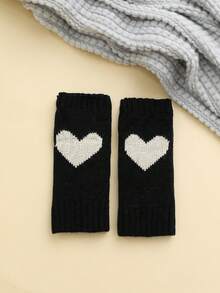 1 Cặp găng tay giữ ấm đan họa tiết trái tim cho nữ, màu trơn, dễ thương và ấm áp - Tay áo - Xem 17