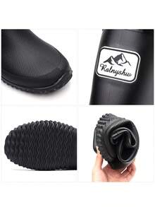 1双男士柔软可折叠便携高筒雨靴，PVC防水材质，适合户外通勤和雨季穿着