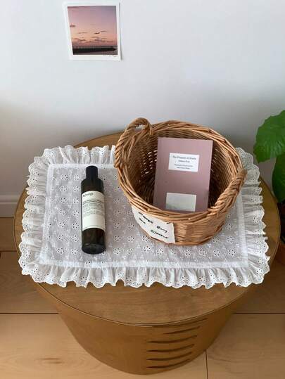 1/2/6件套花卉刺绣蕾丝装饰餐垫，椭圆形简约ins风拍照背景