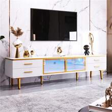 Modern TV Stand With Black And Wood Design – Spacious Storage Space, Robust Construction - White - View 1