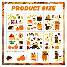 Fall Window Clings 6 Sheets, Gel Stickers For Glass, Thanksgiving Decorations, Autumn Leaves Pumpkin Designs - Multicolor 299 - View 4