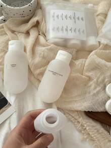 3pcs 60ml Lotion Refillable Bottles Set, Minimalist Matte White Travel Shampoo Refill Jars With Storage Bag And Labels, Plastic Skincare Toner Refill Bottles, Portable Squeeze Cosmetic Containers Set - Multicolor - View 8