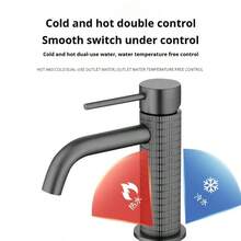 [Modern Minimalist] Matte Black Textured Basin Faucet, Elevating Your Bathroom Aesthetics - Grey - View 6