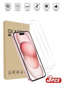 3pcs/Pack Tempered Glass Screen Protector, High Definition Transparent, Waterproof, Anti-Scratch, Compatible With Iphone7/8/X/XS/11/12/13/14/15 Pro Max/16 Pro Max/16 Plus/17/17 Pro/17 Pro Max/17 Air