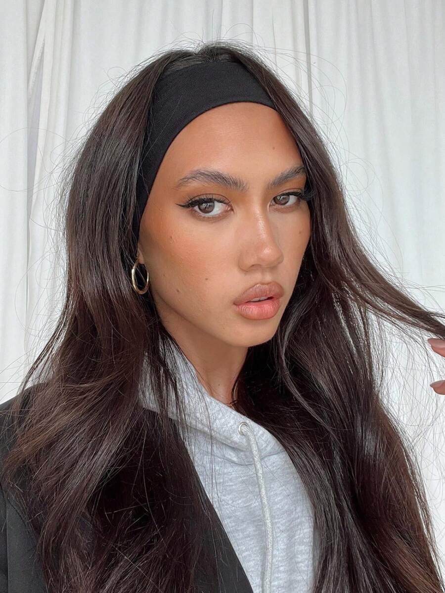 1 件黑色波西米亚运动瑜伽头带，吸湿排汗，弹性柔软材质头巾，适合男女，跑步，健身保暖发带女式头巾冬季发饰 - 黑色 - 查看 1