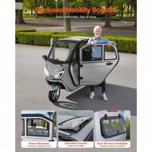 3-Wheel Enclosed Mobility Scooter For Seniors Adults, 650lbs Capacity, 3-Seater 1500W Electric Recreational Mobility Scooter 37 Miles Long Range, Remote Unlock, All-Terrain For Shopping Touring - Three-wheeled 1500W - View 2