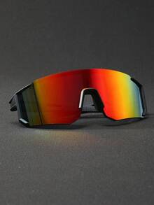 1副男士超大街头风一体式镜片嘻哈朋克时尚眼镜，适合登山、户外钓鱼、骑行、酒吧、俱乐部等场合佩戴。 - 彩色 - 查看 4