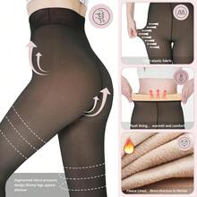 UISLII Fleece Lined Tights Women, Warm Pantyhose Leggings Women,Translucent Thermal Skin Colored Tights Winter - 仿透明膚色裸色褲襪/踩腳襪 - 查看 4
