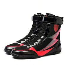 Men's Professional Boxing Shoes, High-Top Competition Shoes, Wrestling/Grappling Training Shoes, Lightweight Design, Mesh Material, Suitable For Fitness, Strength Training, Bodybuilding, And Other Workouts