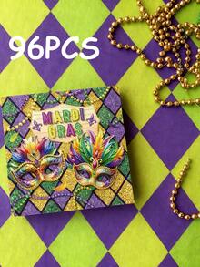 48pcs 13"X13" Disposable Mardi Gras Themed Napkins, Colorful Carnival Design With Masks, Beads And "MARDI GRAS" Text, Suitable For Carnival Parties And Holiday Gatherings - Multicolor - View 10