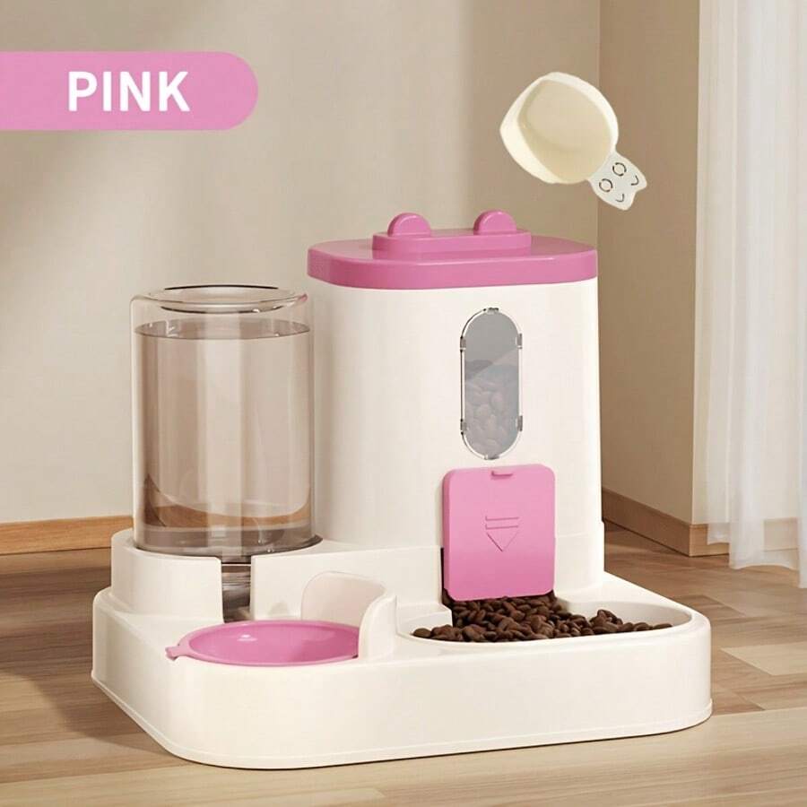 Automatic Cat Feeder - 2-In-1 Metered Feeding - Ensures Your Pet's Healthy Diet - Cute And Fun Water And Food Dispenser - Yellow - View 1