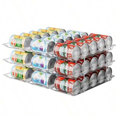Can Stora Organizer For Pantry Can Holders For Pantry Canned Goods Food Dispenser Clear Plastic Soup Can Shelf Rack 3 Ties