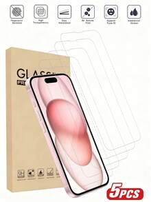 5pcs Tempered Glass Screen Protector, High Definition Clear, Waterproof And Scratch-Resistant, Compatible With IPhone 7/8/X/XS/11/12/13/14/15 Pro Max/16 Pro Max/16 Plus/17/17 Pro/17 Pro Max/17 Air - 5 Transparent - View 11