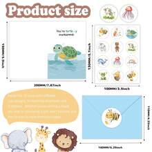 10 Set Baby-Themed Thank You Card,Fun Short Phrase Greeting Cards Humorous Cartoon Animal Cards 10 Thank You Cards + 10 Blue Envelopes + 1 Sealing Sticker Perfect For Dad, Mom, Brothers, Sisters, Or Anyone You Love Gift Season Watercolor Inspirational Cards Office Supplies - Multicolor - View 5