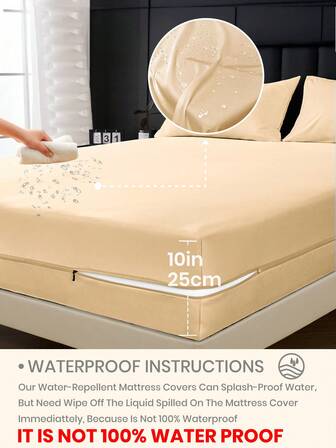1 pezzo Coprimaterasso impermeabile con cerniera su 6 lati, adatto per materassi di spessore 9-12 pollici, misure singolo, matrimoniale, king, queen, materasso alto, traspirante e silenzioso, copriletto, lenzuolo con angoli, rivestimento lavabile per materasso, bassa allergenicità, coprimaterasso di alta qualità con cerniera, regalo ideale per la casa, regalo perfetto per le vacanze