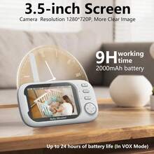 3.5 Inch Wireless Video Baby Monitor Color Night Vision Temperature Monitoring Two Way Audio Talk Baby Nanny Security Camera Night Vision Intercom - White - View 6