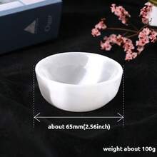 1 Stück Selenitschale zum Aufladen von Kristallen, Kristallreinigung, Kristallaufbewahrung, Meditation, Kristallweiheschale, Räucherschale - Weiss - Übersicht 7