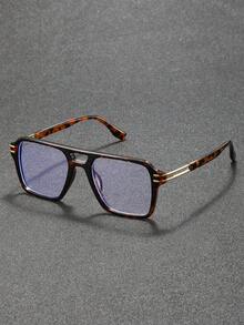 1副男士个性化韩版飞行员框透明眼镜，适合日常生活、户外旅行、街头摄影、驾驶、钓鱼、办公、阅读等场合佩戴。