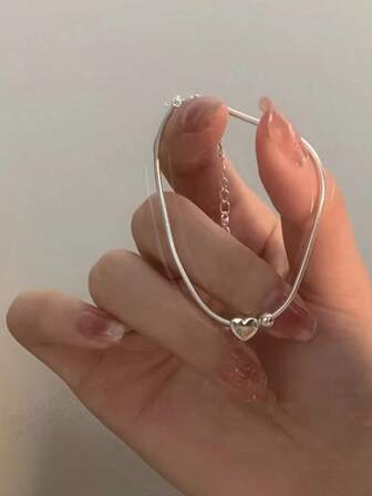 Pulsera elegante con colgante en forma de corazón - Adecuada para el Día de San Valentín, aniversarios y uso casual