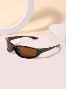 1 chiếc kính thời trang nữ bằng acrylic, gọng hình chữ nhật, phong cách hip-hop đường phố, phù hợp với phụ kiện Y2K và các hoạt động ngoài trời. - màu đen - Xem 3