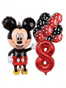 12pcs  Themed 3D Aluminum Foil Balloons, Birthday Party Home Decoration Latex Balloon Set - Multicolor - View 16