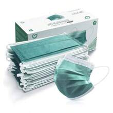 Disposable Face 4 - Ply Adult, Soft Face Masks, Breathable Safety - Verde + 1 Count (Paquete de 50) - Ver 2